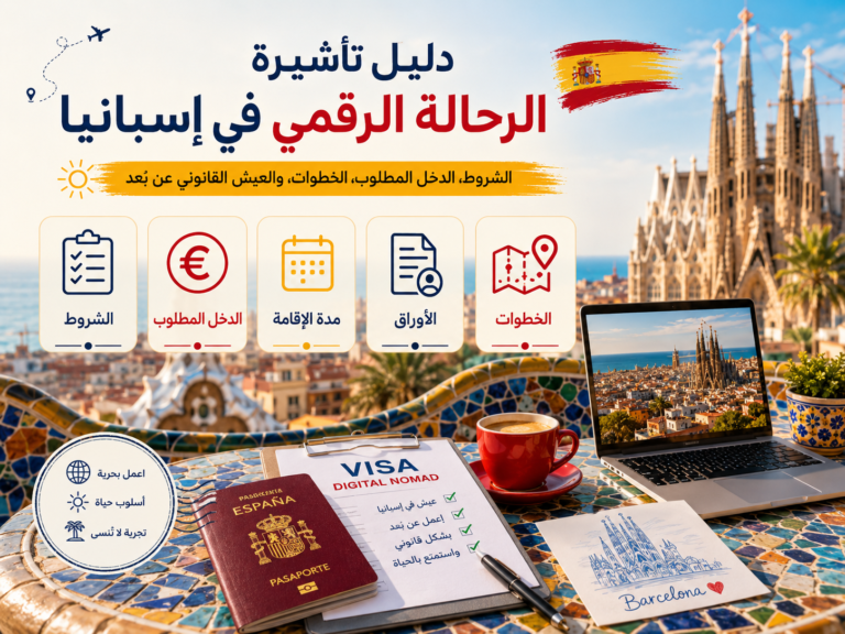 دليل تأشيرة الرحالة الرقمي في إسبانيا أمام كنيسة ساغرادا فاميليا في برشلونة