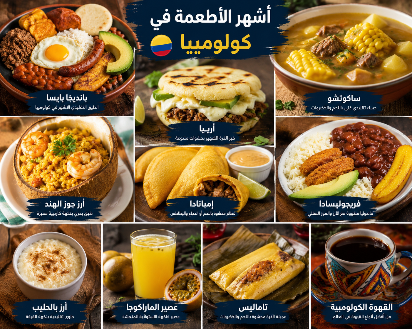 أشهر الأطعمة الكولومبية التقليدية