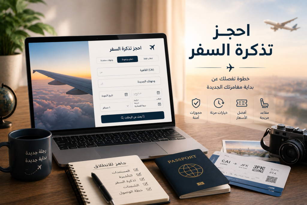 صورة توضيحية عن احجز تذكرة السفر ضمن خطة الانتقال إلى الخارج