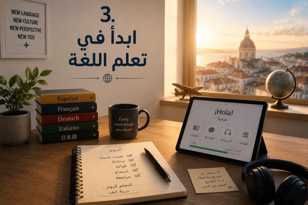 صورة توضيحية عن ابدأ في تعلم اللغة ضمن خطة الانتقال إلى الخارج