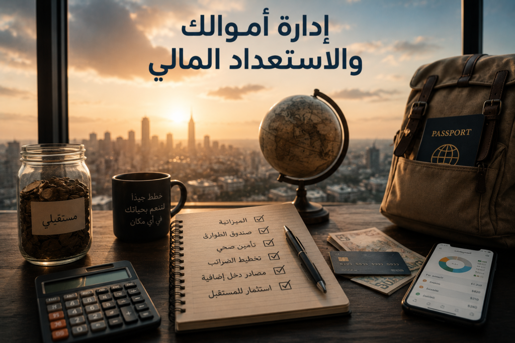 صورة توضيحية عن إدارة أموالك والاستعداد المالي ضمن خطة الانتقال إلى الخارج