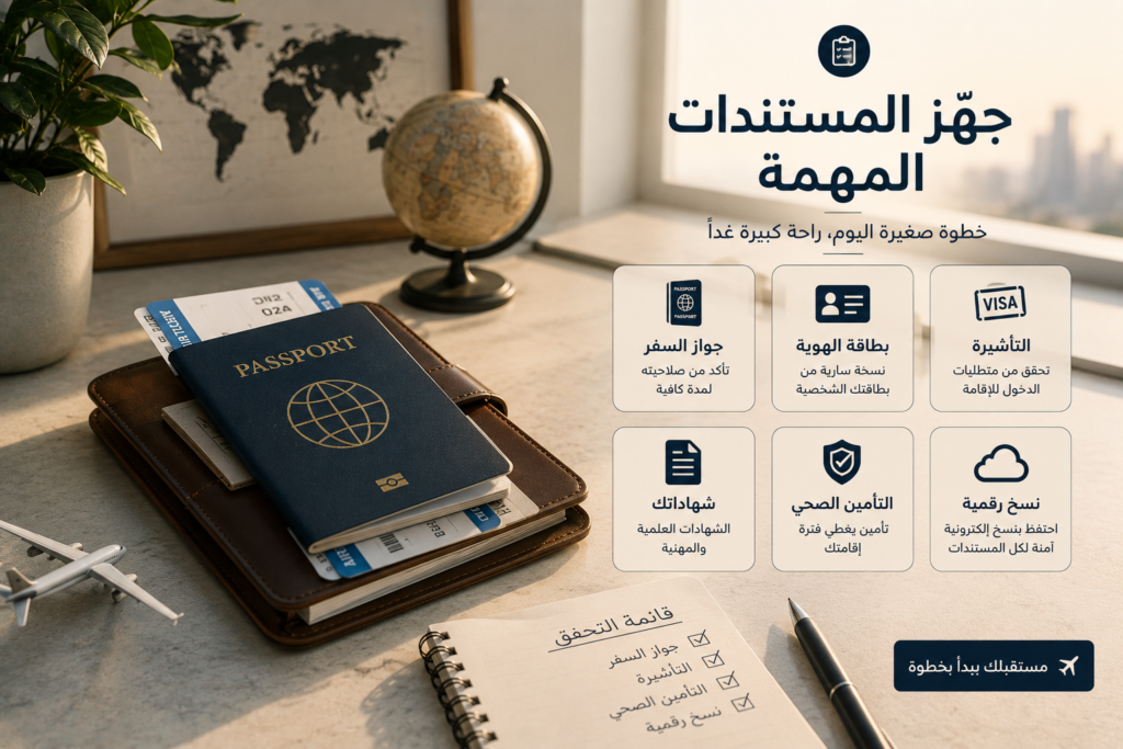 صورة توضيحية عن جهّز المستندات المهمة ضمن خطة الانتقال إلى الخارج
