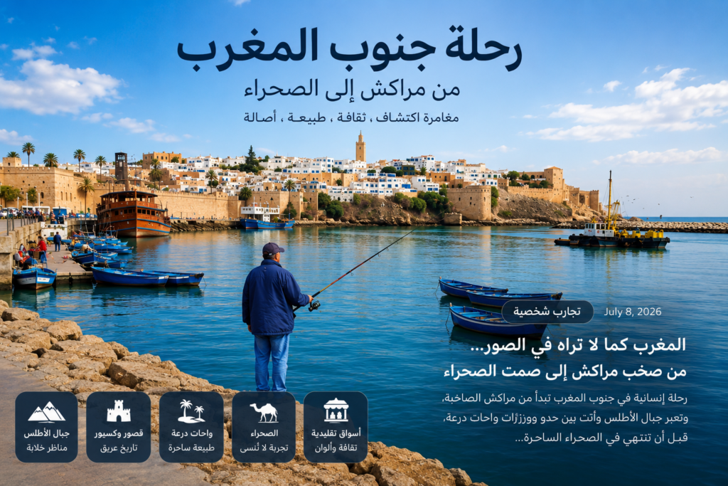 رحلة في جنوب المغرب من مراكش إلى الصحراء عبر جبال الأطلس وواحات النخيل والقرى الطينية والكثبان الرملية