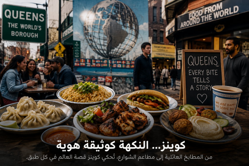 Queens New York Food Culture A vibrant Queens New York food scene showing multicultural dishes, neighborhood restaurants, and the city's diverse culinary identity