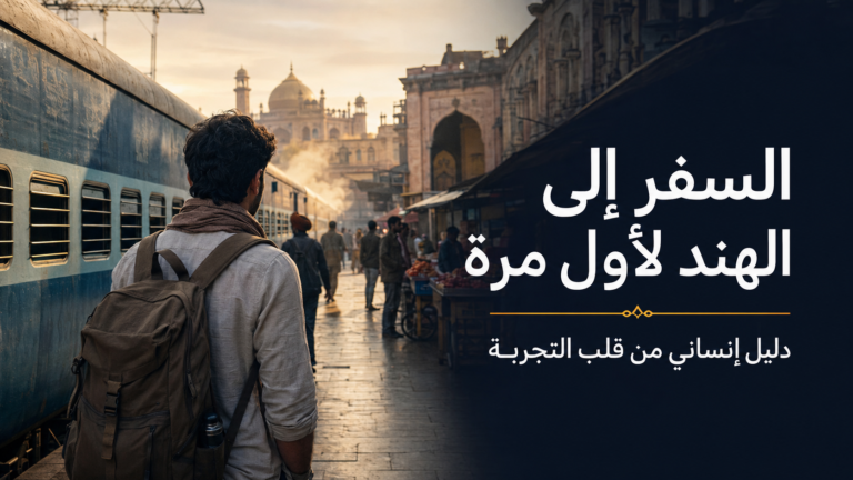 مسافر في محطة قطار هندية خلال رحلة السفر إلى الهند لأول مرة
